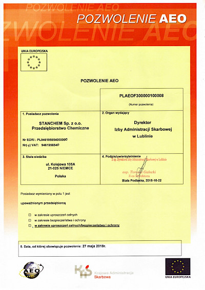 Wspólnota Europejska - Świadectwo AEO